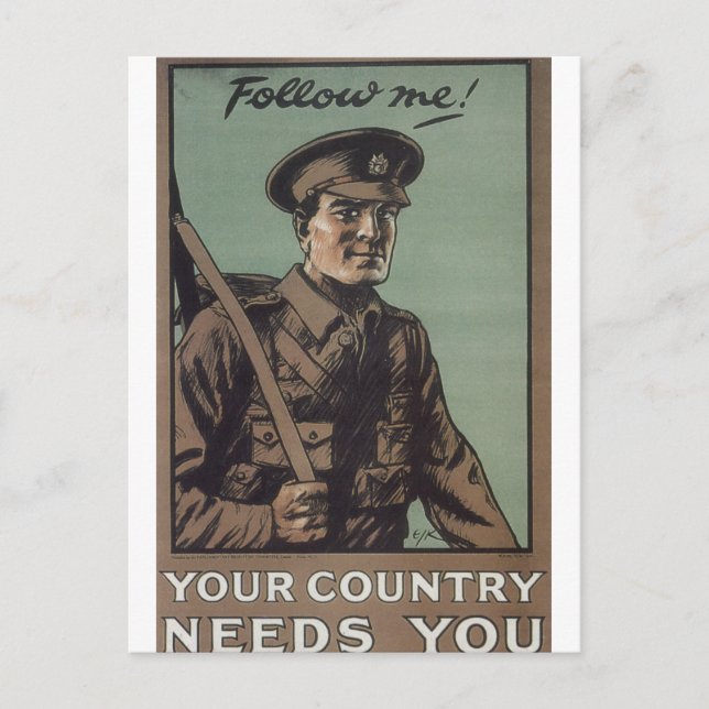 Follow me! (1914)_Propaganda Poster Postcard (Front)