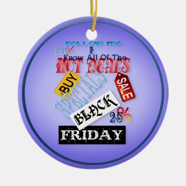 Follow Me-Black Friday Shirt Ceramic Tree Decoration (Front)