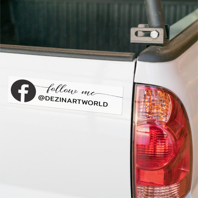 Follow Me Facebook Social Media Page Black White Bumper Sticker (On Truck)