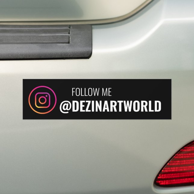 Follow Me Instagram Social Media Page Bumper Sticker (On Car)
