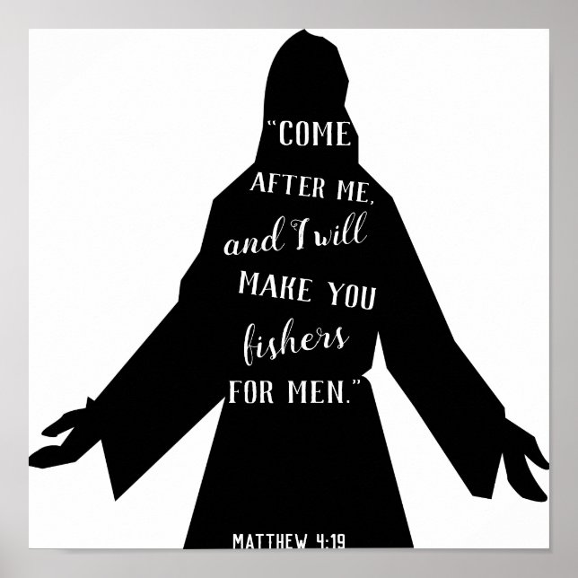 Follow Me Matthew 4:19 Christian Jesus Poster (Front)