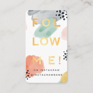 Follow Me, Modern Minimal & Abstract Watercolor Business Card