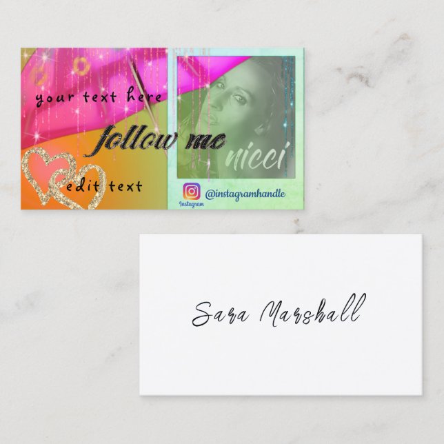 Follow me on Instagram Business Card (Front/Back)