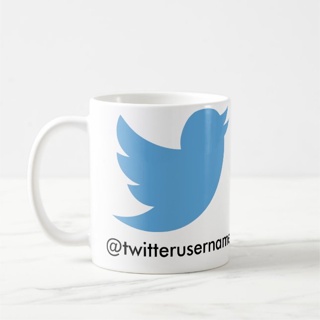 Follow Me On Twitter (Customisable Username) Coffee Mug (Left)