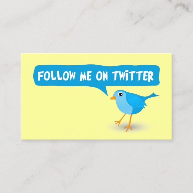 Follow Me On Twitter Yellow Profile Business Cards (Front)