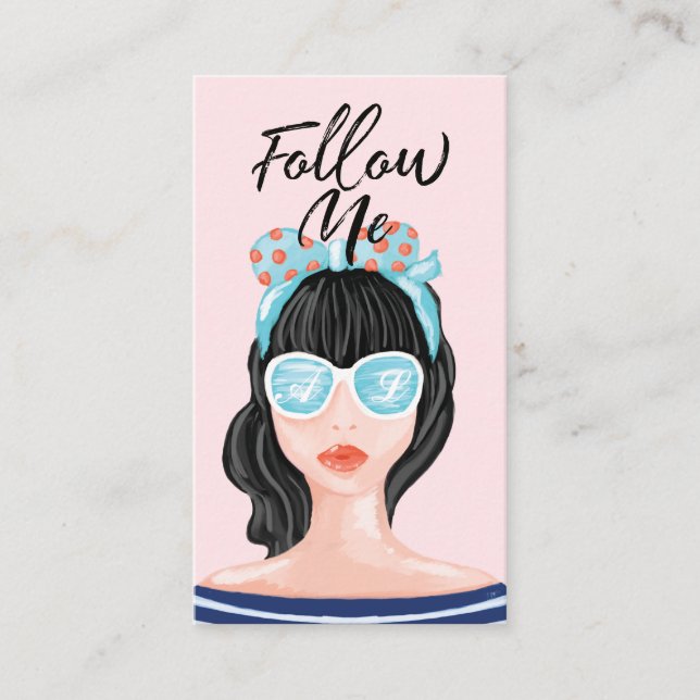Follow Me Trendy Modern Beach Beauty Social Media Business Card (Front)