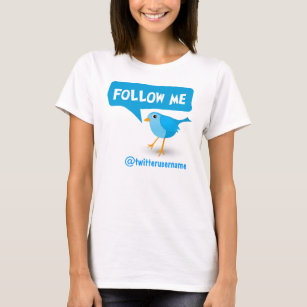 Follow Me Twitter Blue Bird Womens T-Shirts