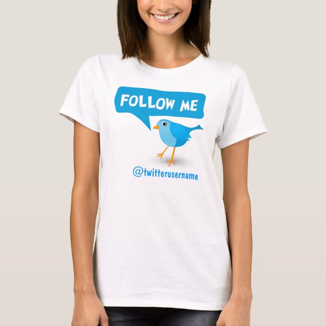 Follow Me Twitter Blue Bird Womens T-Shirts (Front)