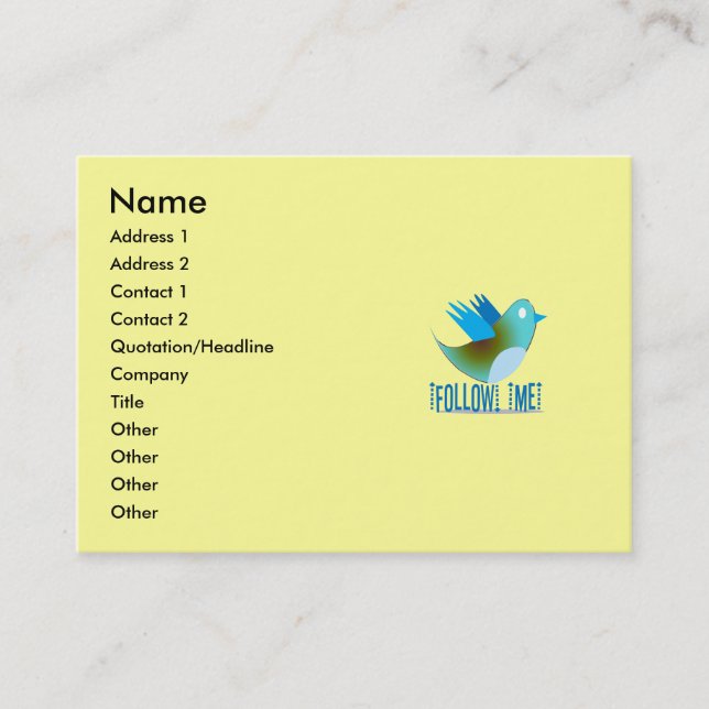 Follow Me @ YOUR Twitter Address Business Card (Front)