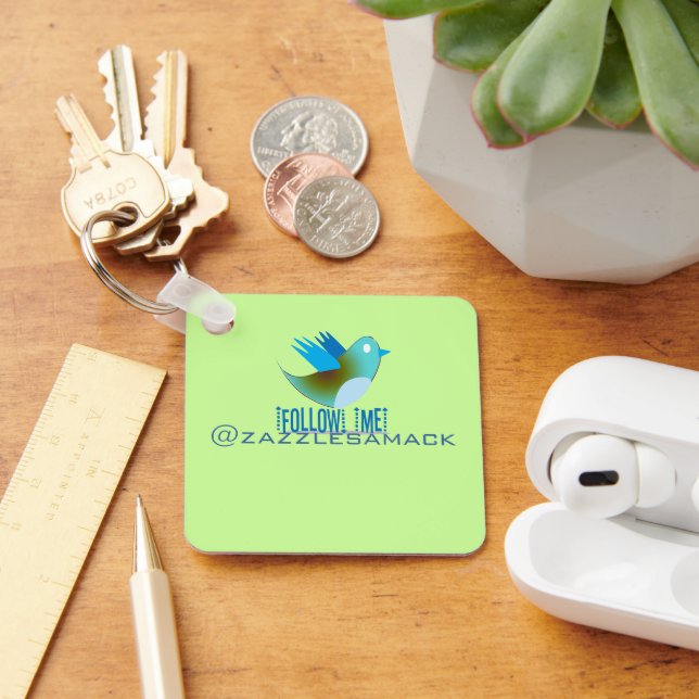 Follow Me @ YOUR Twitter Address Key Ring (Desk)