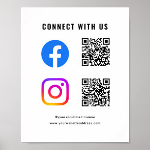 Follow Scan Connect With Us QR Code Social Media Poster