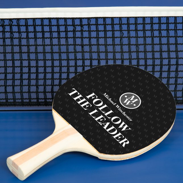 FOLLOW THE LEADER Monogram Black Ping Pong Paddle (Insitu)