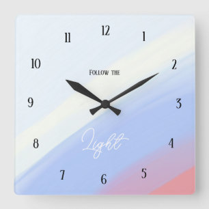Follow the Light – Inspirational Gradient Square Wall Clock