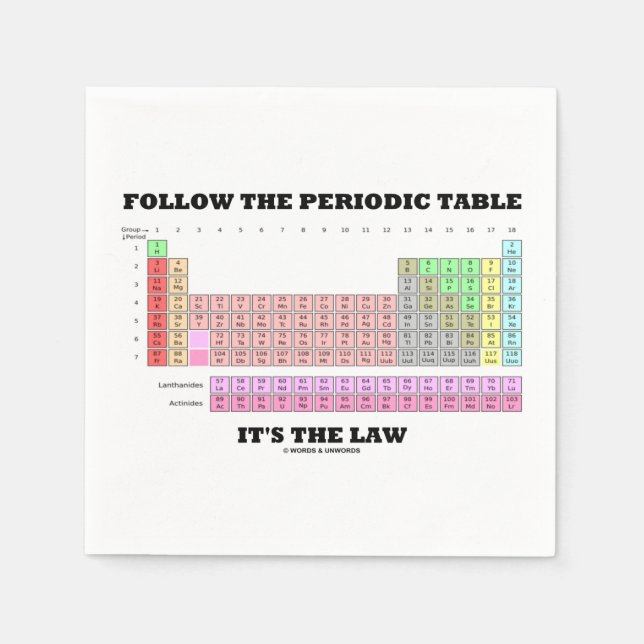 Follow The Periodic Table It's The Law (Chemistry) Napkin (Front)