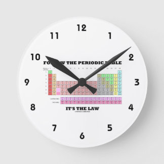 Follow The Periodic Table It's The Law (Chemistry) Round Clock