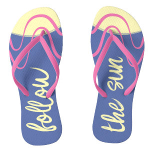 "follow the sun" - Summer Waves Blue Yellow Pink Flip Flops