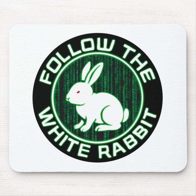 Follow the White Rabbi Mouse Mat (Front)