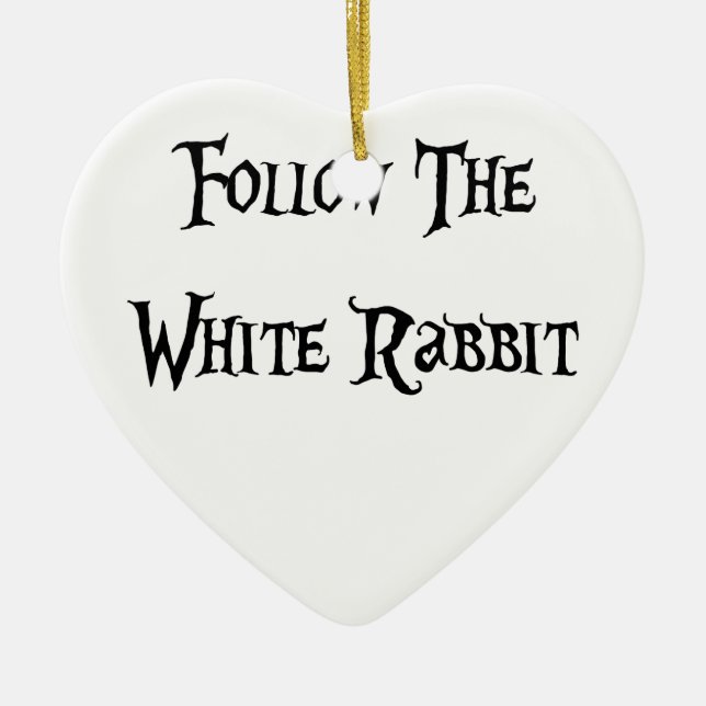Follow the White Rabbit Alice Ceramic Tree Decoration (Front)