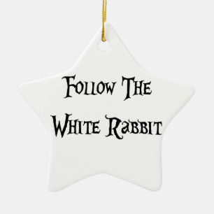 Follow the White Rabbit Alice Ceramic Tree Decoration