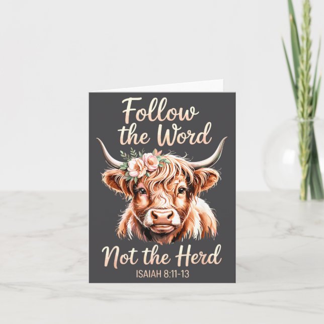 Follow The Word Not The Herd Christian Cow Bible V Card (Front)