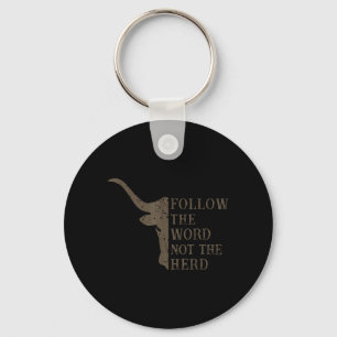Follow The Word Not The Herd Christian Cow Graphic Key Ring