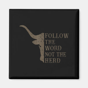 Follow The Word Not The Herd Christian Cow Graphic Magnet