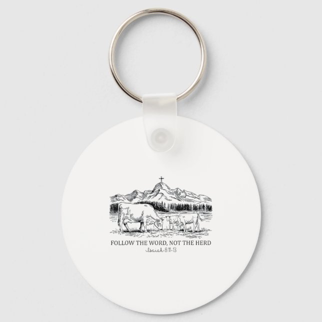 Follow The Word Not The Herd Christian Western Hig Key Ring (Front)