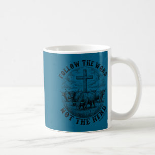 Follow the word not the herd highland cow cross coffee mug