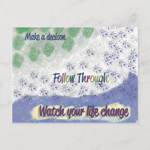 "Follow Through" inspirational postcard