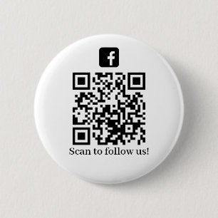 Follow us Business QR code 6 Cm Round Badge