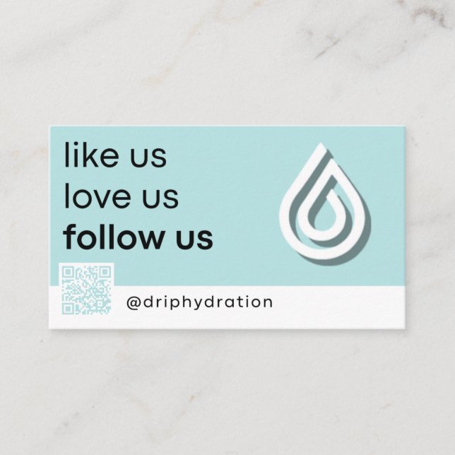 Follow Us Drip Hydration Business Card (Front)