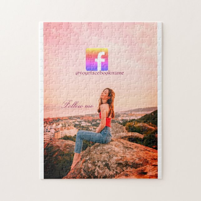 follow us facebook username social media photo  jigsaw puzzle (Vertical)