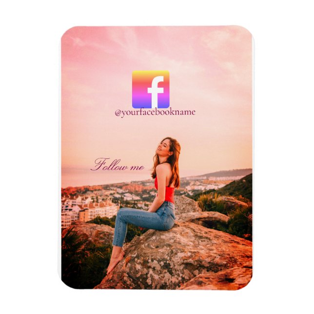 follow us facebook username social media photo  magnet (Vertical)