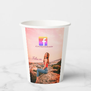 follow us facebook username social media photo paper cups