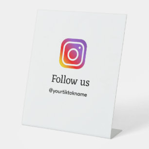 follow us Instagram username social media add QR  Pedestal Sign