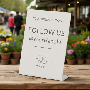 Follow Us Minimalist Small Business Neutral Pedest Pedestal Sign