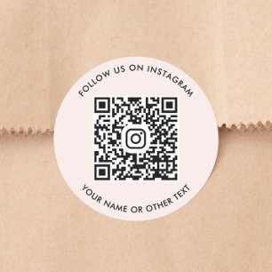 Follow Us On Instagram QR Code Pink Classic Round Sticker