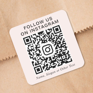 Follow Us On Instagram QR Code Pink Promotional Square Sticker