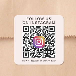 Follow Us On Instagram QR Code Promotional Pink Square Sticker