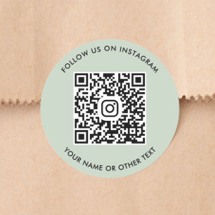 Follow Us On Instagram QR Code Sage Green Classic Round Sticker