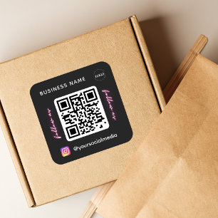 Follow Us on Instagram QR Code Social Media Logo Square Sticker