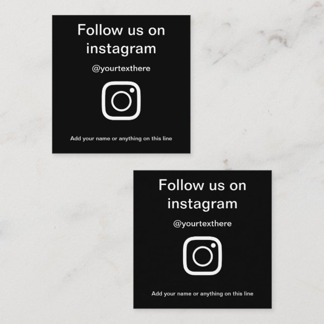 Follow Us On Instagram Social Media Networking Square Business Card (Front/Back)