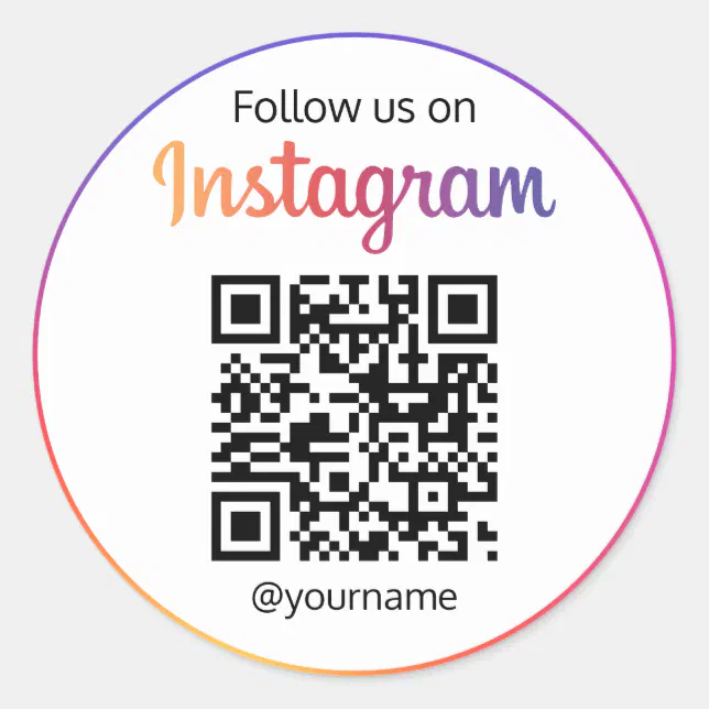 Follow Us On Instagram Social Media QR Code Classic Round Sticker | Zazzle