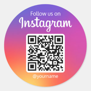 Follow Us On Instagram Social Media QR Code Classic Round Sticker