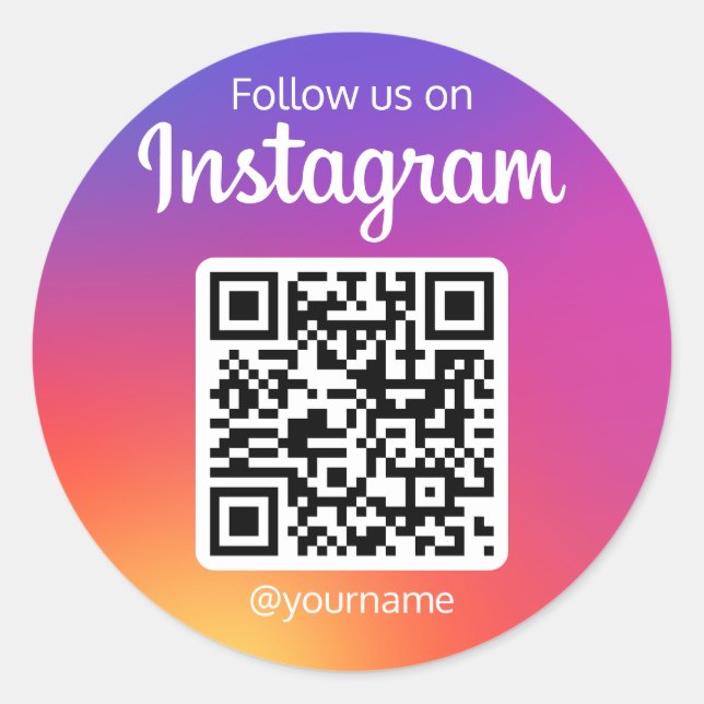 Follow Us On Instagram Social Media QR Code Classic Round Sticker (Front)
