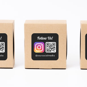 Follow Us On Instagram Social Media QR Code Simple Square Sticker