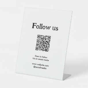 Follow us on social media scan QR code to follow  Pedestal Sign