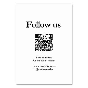 Follow us on social media scan QR code to follow Table Number