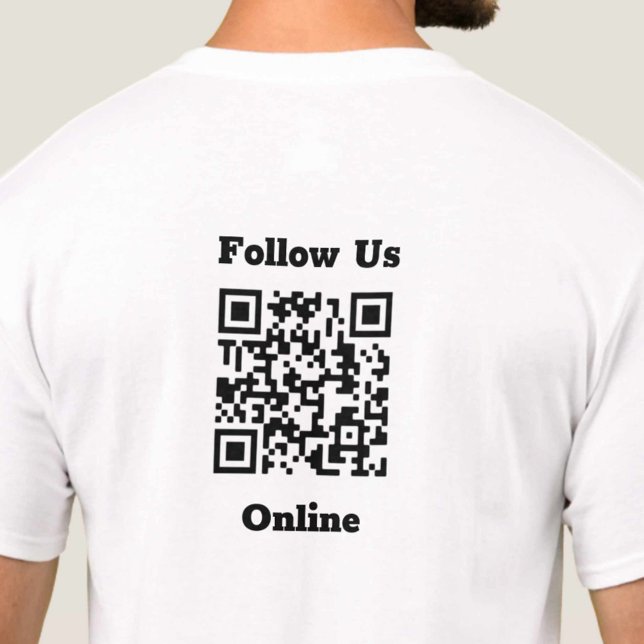 Follow Us Online Message with QR Code T-Shirt (Creator Uploaded)