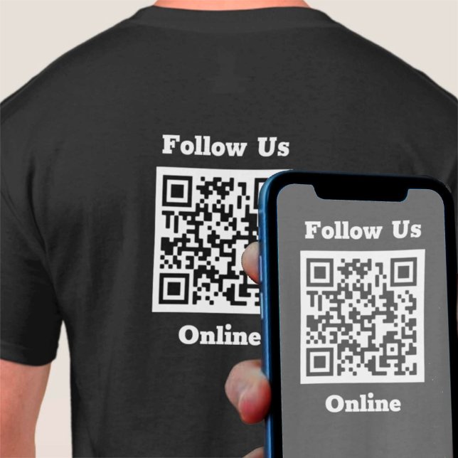 Follow Us Online Message with QR Code T-Shirt (Creator Uploaded)